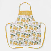 Pretty Watercolor Lemon Citrus Personalized Name Schürze (Vorderseite)