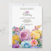 Pretty Watercolor Spring Floral 18th Birthday Einladung (Vorderseite)