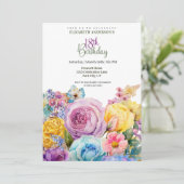 Pretty Watercolor Spring Floral 18th Birthday Einladung (Stehend Vorderseite)