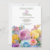 Pretty Watercolor Spring Floral 21st Birthday Einladung (Vorderseite)