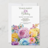 Pretty Watercolor Spring Floral 30th Birthday Einladung (Vorderseite)