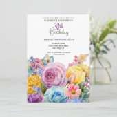 Pretty Watercolor Spring Floral 30th Birthday Einladung (Stehend Vorderseite)