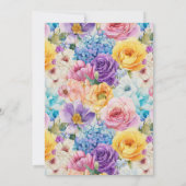 Pretty Watercolor Spring Floral 40th Birthday Einladung (Rückseite)