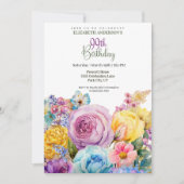 Pretty Watercolor Spring Floral 99th Birthday Einladung (Vorderseite)