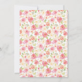 Pretty Watercolor Spring Floral Cross Christening Einladung (Rückseite)