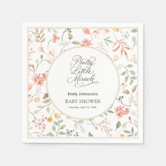 Pretty Watercolor Wildflower Baby Shower Serviette