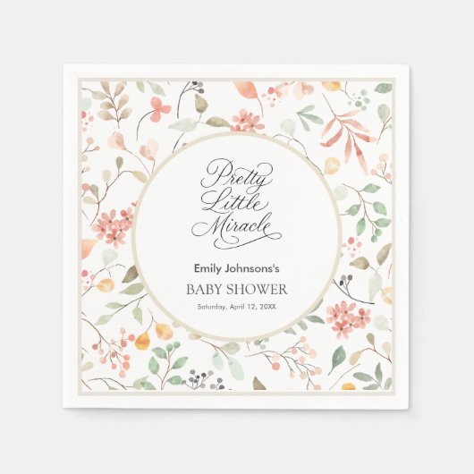 Pretty Watercolor Wildflower Baby Shower Serviette (Vorderseite)