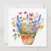 Pretty Whimsical Flowers in Pot Thinking of You  Karte (Vorderseite)