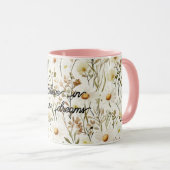 Pretty White Daisy Flowers Birthday Tasse (VorderseiteRechts)