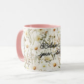 Pretty White Daisy Flowers Birthday Tasse (Vorderseite Links)