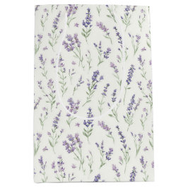 Pretty White Lavender Flowers Bridal Shower Mittlere Geschenktüte