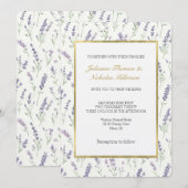 Pretty White Lavender Flowers Wedding Einladung (Vorne/Hinten)