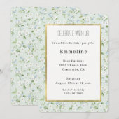 Pretty White Light Blue Floral Birthday Einladung (Vorne/Hinten)