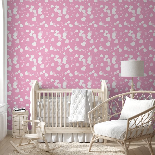 Pretty white love hearts wallpaper tapete (Kinder)