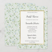 Pretty White Mint Light Blue Floral Bridal Shower  Einladung (Vorne/Hinten)