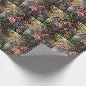 Pretty white orange cat in floral garden geschenkpapier (Ecke)