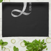 Pretty White Ribbon Support Lung Cancer Awareness. Geschirrtuch (Gefaltet)