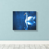Pretty white swan floating on blue lake leinwanddruck (Insitu (Holzboden))