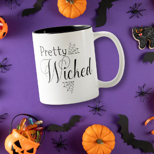 Pretty Wicked Spinnennetz Halloween Kaffee Zweifarbige Tasse
