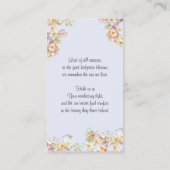 Pretty Wildflower Funeral Prayer Card Telefonnummerkarte (Rückseite)