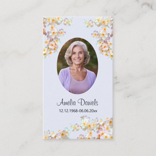 Pretty Wildflower Funeral Prayer Card Telefonnummerkarte (Vorderseite)