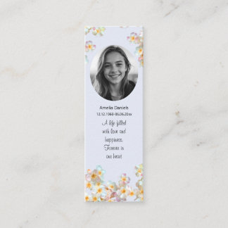 Pretty Wildflower Photo Funeral Mini Bookmark Telefonnummerkarte
