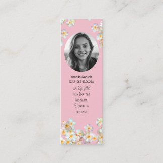 Pretty Wildflower Photo Funeral Mini Bookmark Telefonnummerkarte