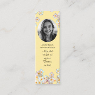 Pretty Wildflower Photo Funeral Mini Bookmark Telefonnummerkarte