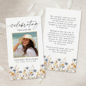 Pretty Wildflowers Funeral Memorial Prayer Card