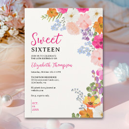Pretty Wildflowers Sweet Sixteen Einladung