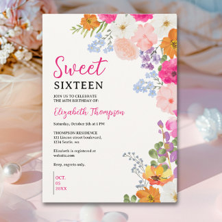 Pretty Wildflowers Sweet Sixteen Einladung