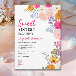 Pretty Wildflowers Sweet Sixteen Einladung