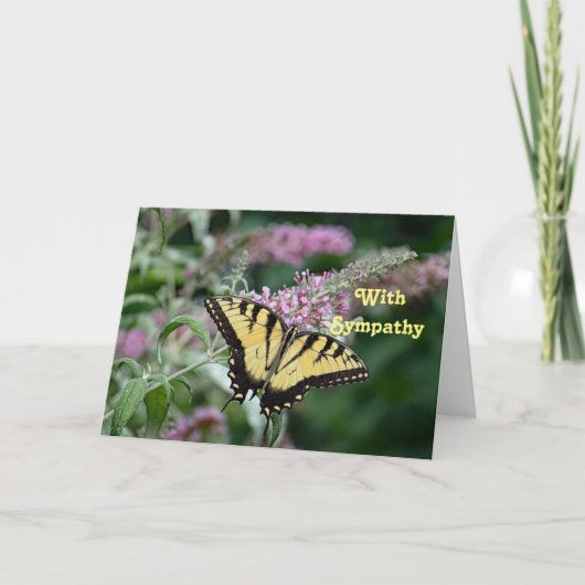 Pretty Yellow Butterfly Photo Sympathy Karte (Vorderseite)