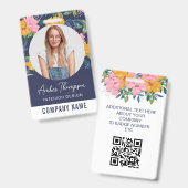 Pretty Yellow Pink Floral Pattern ID Photo Ausweis (Vorder- & Rückseite)