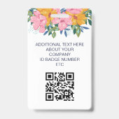 Pretty Yellow Pink Floral Pattern ID Photo Ausweis (Rückseite)