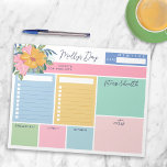 Pretty Yellow Pink Flowers Your Day To Do Lists Notizblock<br><div class="desc">Plan your day with this both practical and beautiful notepad with lush pink and yellow flowers, greenery, and handy checkbox lists. Plan your meals - breakfast, lunch, and dinner - and your fitness and health for the day. Jot down notes. Identify the day's top priority and write it down at...</div>