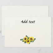 Pretty Yellow Sunflower Arrangement template Briefpapier (Vorne/Hinten)