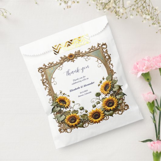 Pretty Yellow sunflower with art frame wedding  Geschenktütchen (Versiegelt)