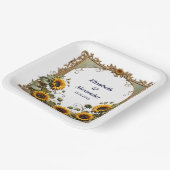 Pretty Yellow sunflower with art frame wedding  Pappteller (Gewinkelt)