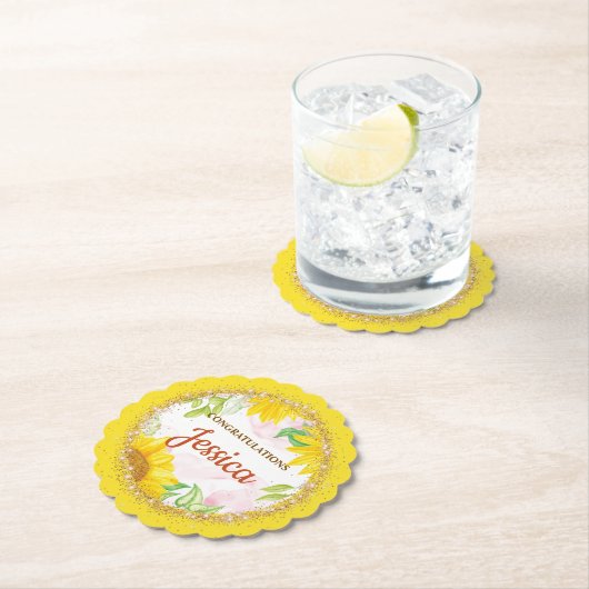 Pretty Yellow Sunflowers Baby Shower Untersetzer (Vor Ort)