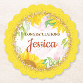Pretty Yellow Sunflowers Baby Shower Untersetzer (Vorderseite)