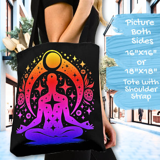Pretty Yoga Meditation Design on a Black Tasche