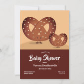 Pretzel Baby Dusche Braun Feinschmecker Niedlicher Einladung (Vorderseite)