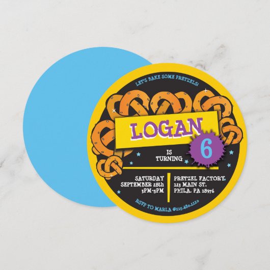 PRETZEL BAKING Geburtstagsparty Einladung (Vorne/Hinten)