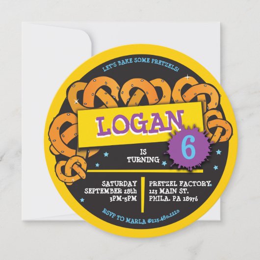 PRETZEL BAKING Geburtstagsparty Einladung (Vorderseite)