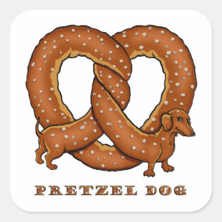 Pretzel Hund Dackel Quadratischer Aufkleber