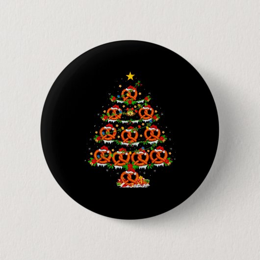 Pretzel Lover Xmas Lighting Pretzel Christmas Tree Button (Vorderseite)