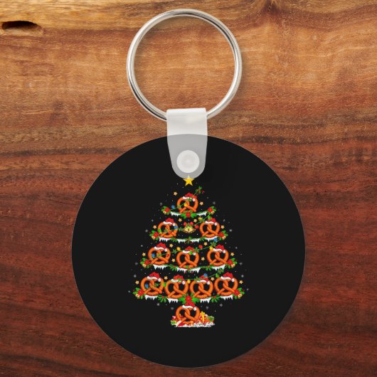 Pretzel Lover Xmas Lighting Pretzel Christmas Tree Schlüsselanhänger (Vorderseite)