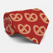Pretzel novelty Snack Motif - auf diagonalem Strei Krawatte (Gerollt)