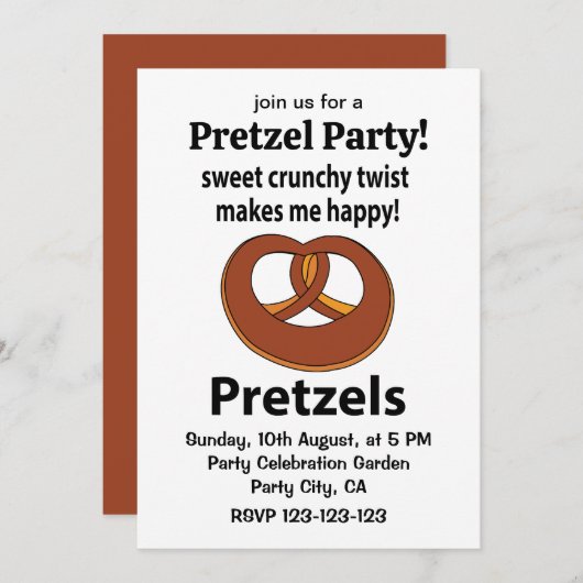 Pretzel Sweet Crunchy Drehung macht mich glücklich Einladung (Vorne/Hinten)